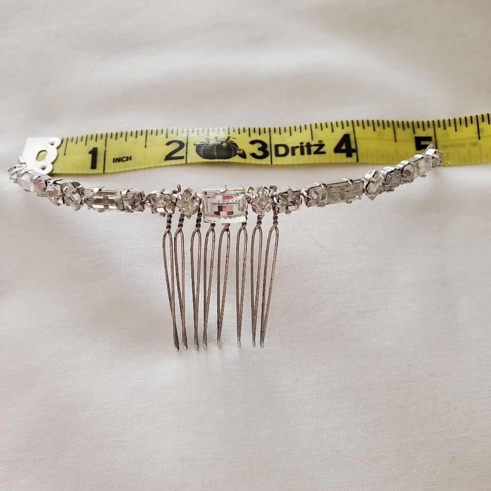 Art Deco Geometric Rhinestone Bridal Comb - Picture 2 of 6